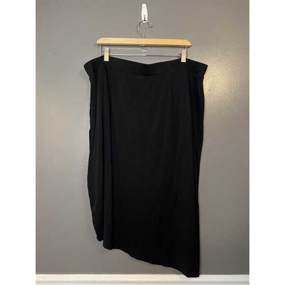 Lane Bryant Skirt Womens 26/28 Black Asymmetrical Maxi Plus Size Rayon - Picture 4 of 7